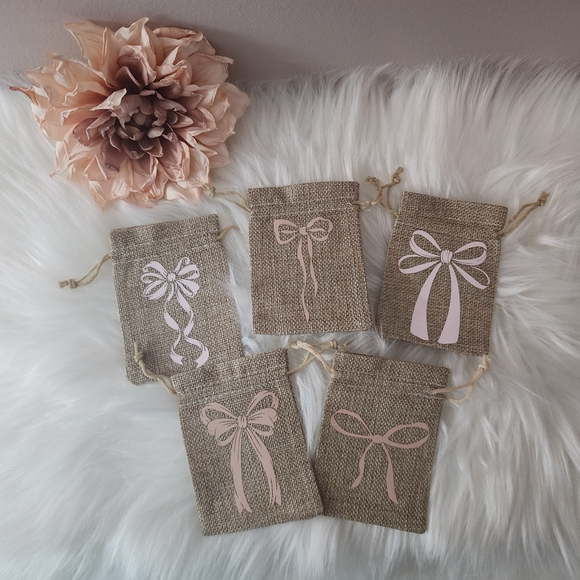 Other - Gift Jewely Treat Bags with Pink Bows Ribbons Set